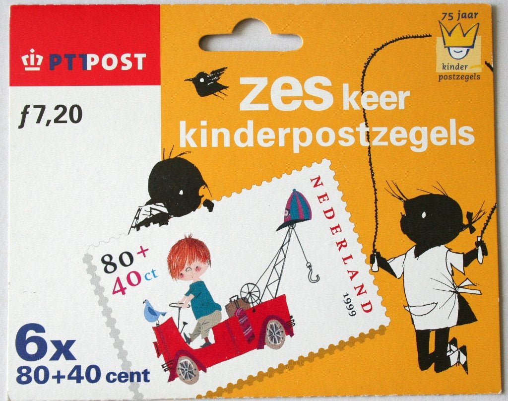 Hangmapje met velletje t.g.v. 75 jaar kinderzegels, Ophalen of Verzenden, Na 1940, Postfris