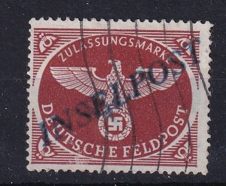 A168A) 1944 Feldpost Mi nr 10 Inselpost opdruk geen garantie, Verzenden, Duitse Keizerrijk, Gestempeld