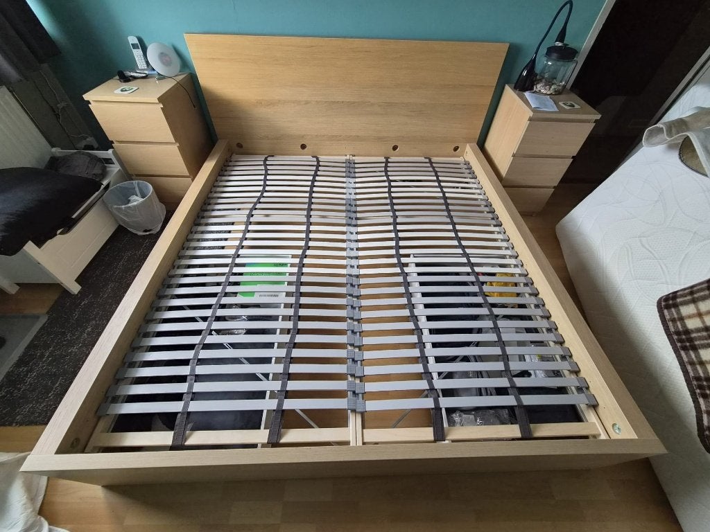 IKEA MALM bed 180x200, Ophalen, Wit, Tweepersoons, Zo goed als nieuw
