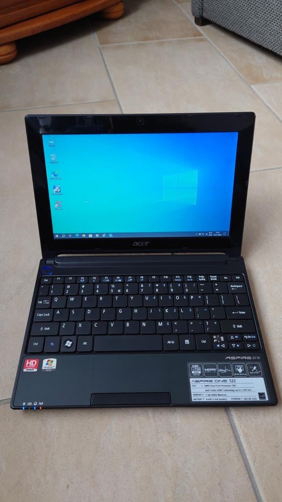 Acer Aspire One 522 mini - HDMI - W10 - 10 inch - accu 2 uur, Computers en Software, Windows Laptops, Gebruikt, 10 inch of minder