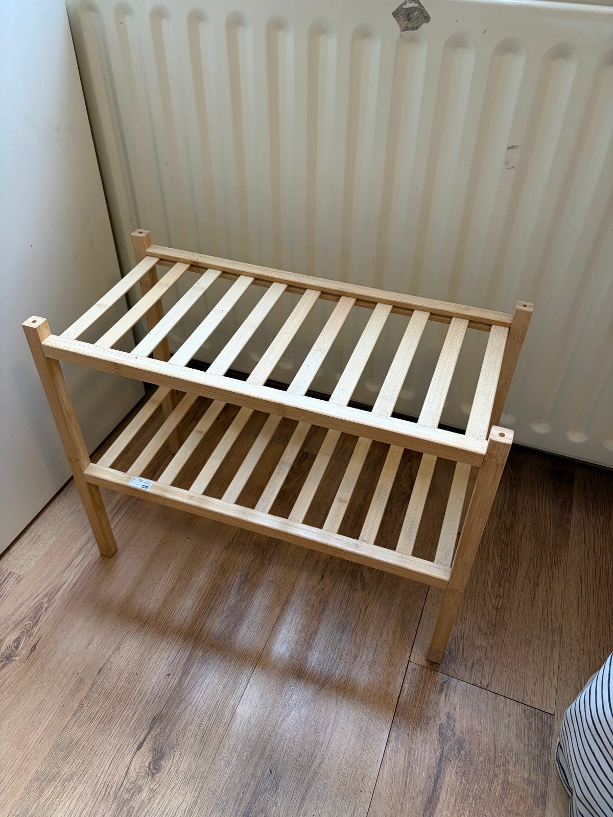 Houten schoenenrek met 2 lagen, Ophalen, Zo goed als nieuw