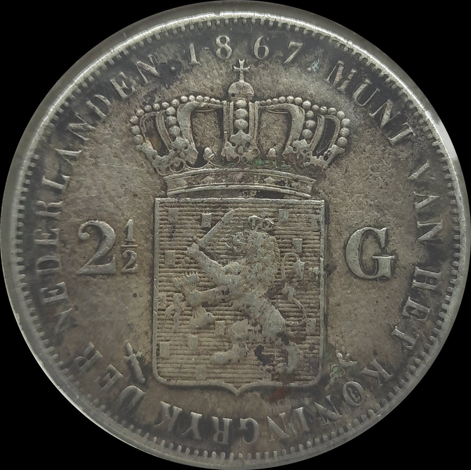 rijksdaalder 1867 Willem 3, Postzegels en Munten, Ophalen of Verzenden, Koning Willem III, 2½ gulden