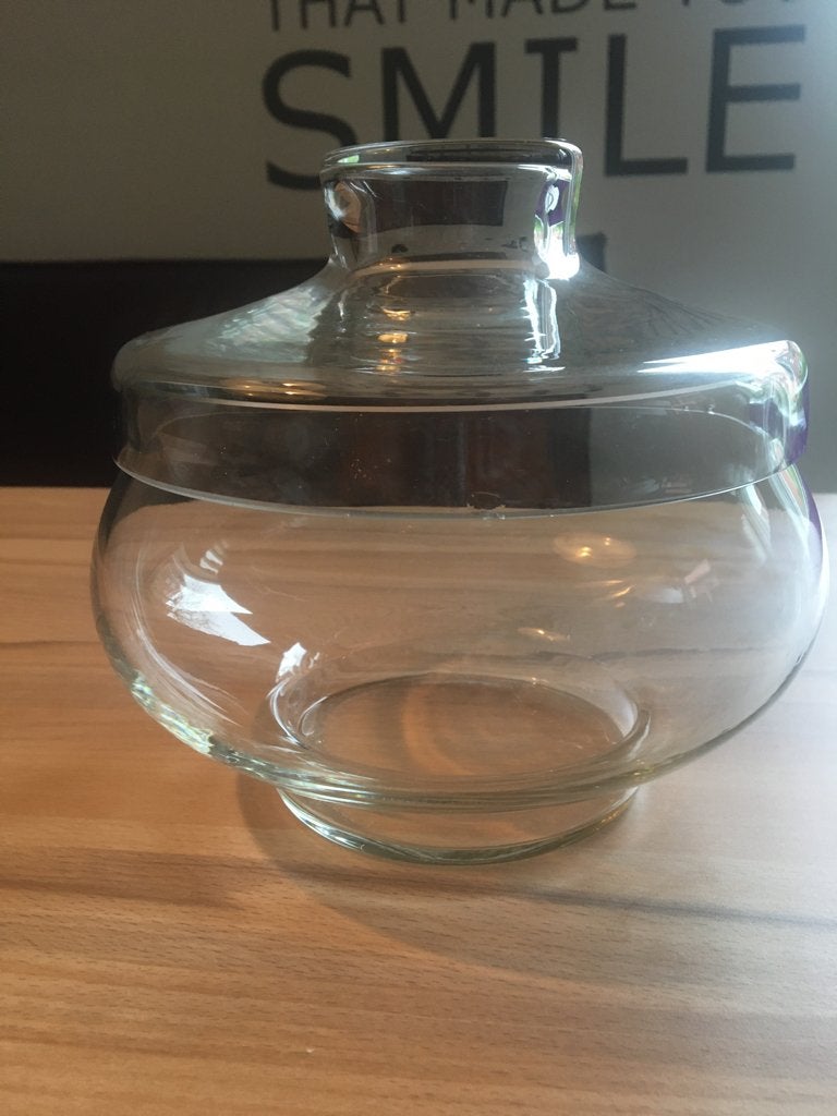 schaal glas met deksel, Schaal, Rond, Ophalen of Verzenden, Glas