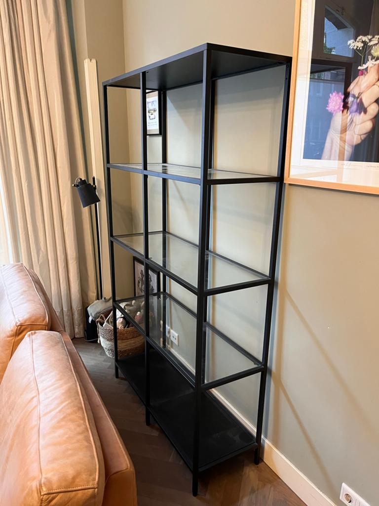 IKEA Vittsjö Stellingkast Zwart met Glasplaten, Ophalen, Gebruikt