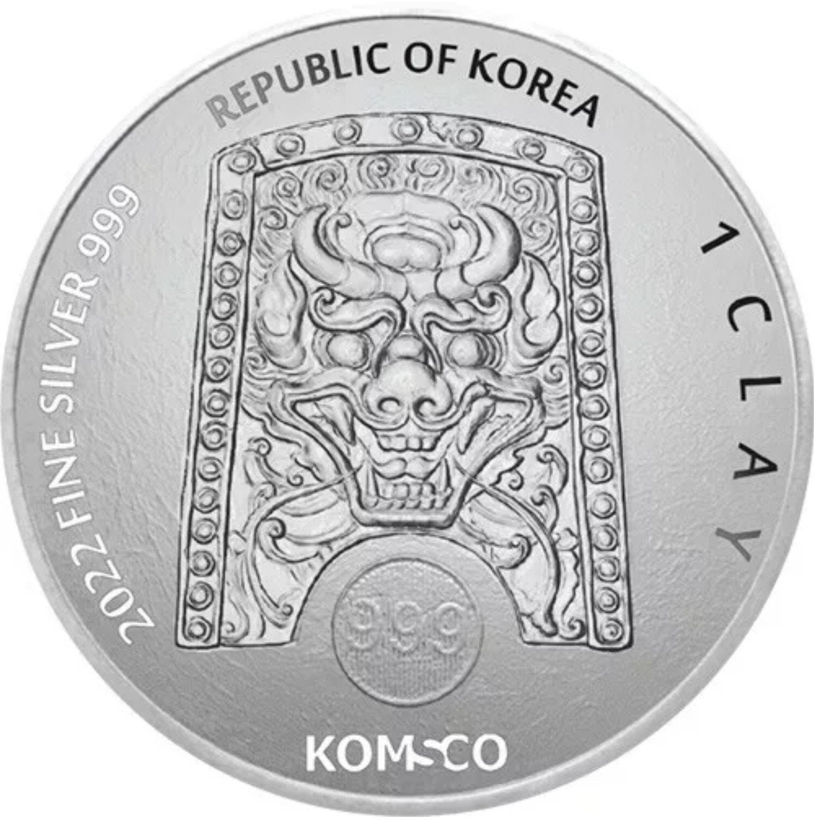 2022 Zuid-Korea 999 Chiwoo Cheonwang 1 oz  Clay Zilveren Mun, Ophalen of Verzenden
