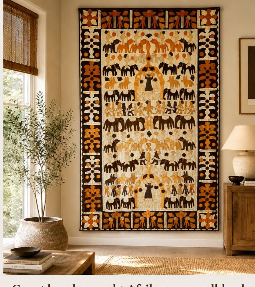 Groot handgemaakt Afrikaans wandkleed 220x125 cm, Ophalen of Verzenden