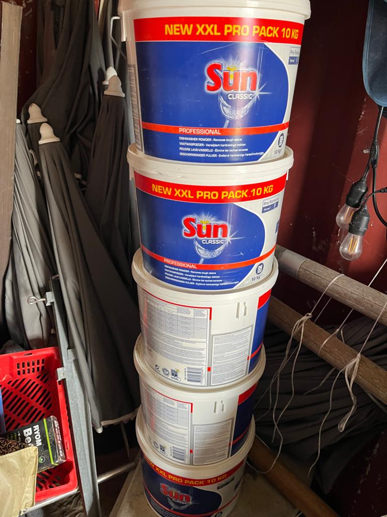 5x  10kg Sun Classic Professional Vaatwaspoeder.  Emmer, Ophalen of Verzenden, Nieuw