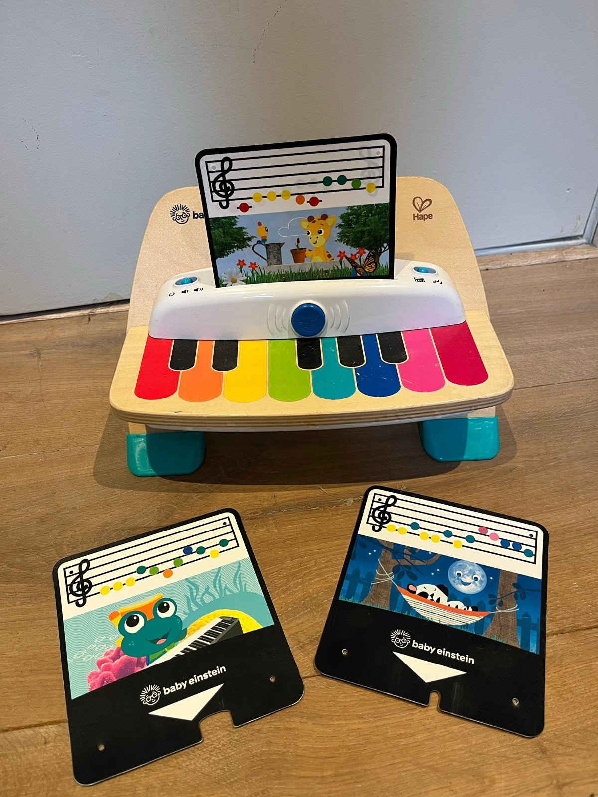 Baby Einstein Hape Magic Touch Piano met muziek kaarten, Ophalen of Verzenden, Gebruikt, Overige typen, Met geluid