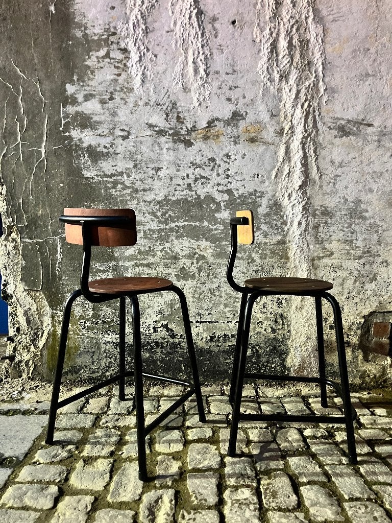 Vintage Upcycled Industriële Kruk (10 stuks), Huis en Inrichting, Krukjes, Ophalen of Verzenden, In hoogte verstelbaar, Gebruikt