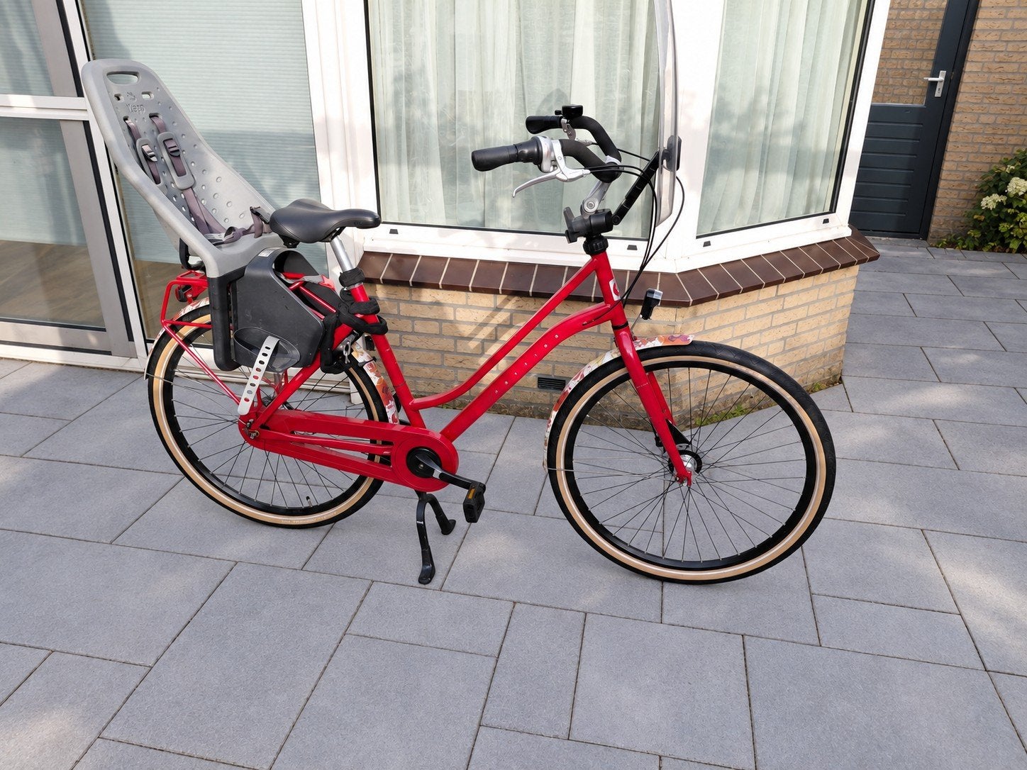 Cortina moederfiets  met kinderzitje en windscherm, Gebruikt, Velgrem, Versnellingen, 50 tot 53 cm
