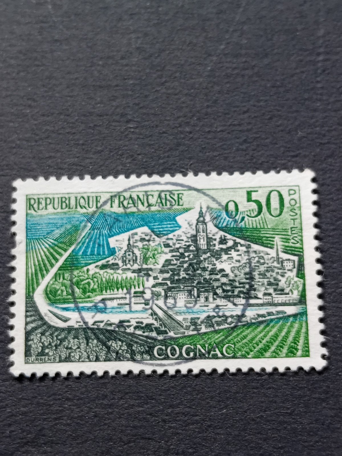 Franse postzegel Cognac 0.50F gestempeld, Postzegels en Munten, Ophalen of Verzenden
