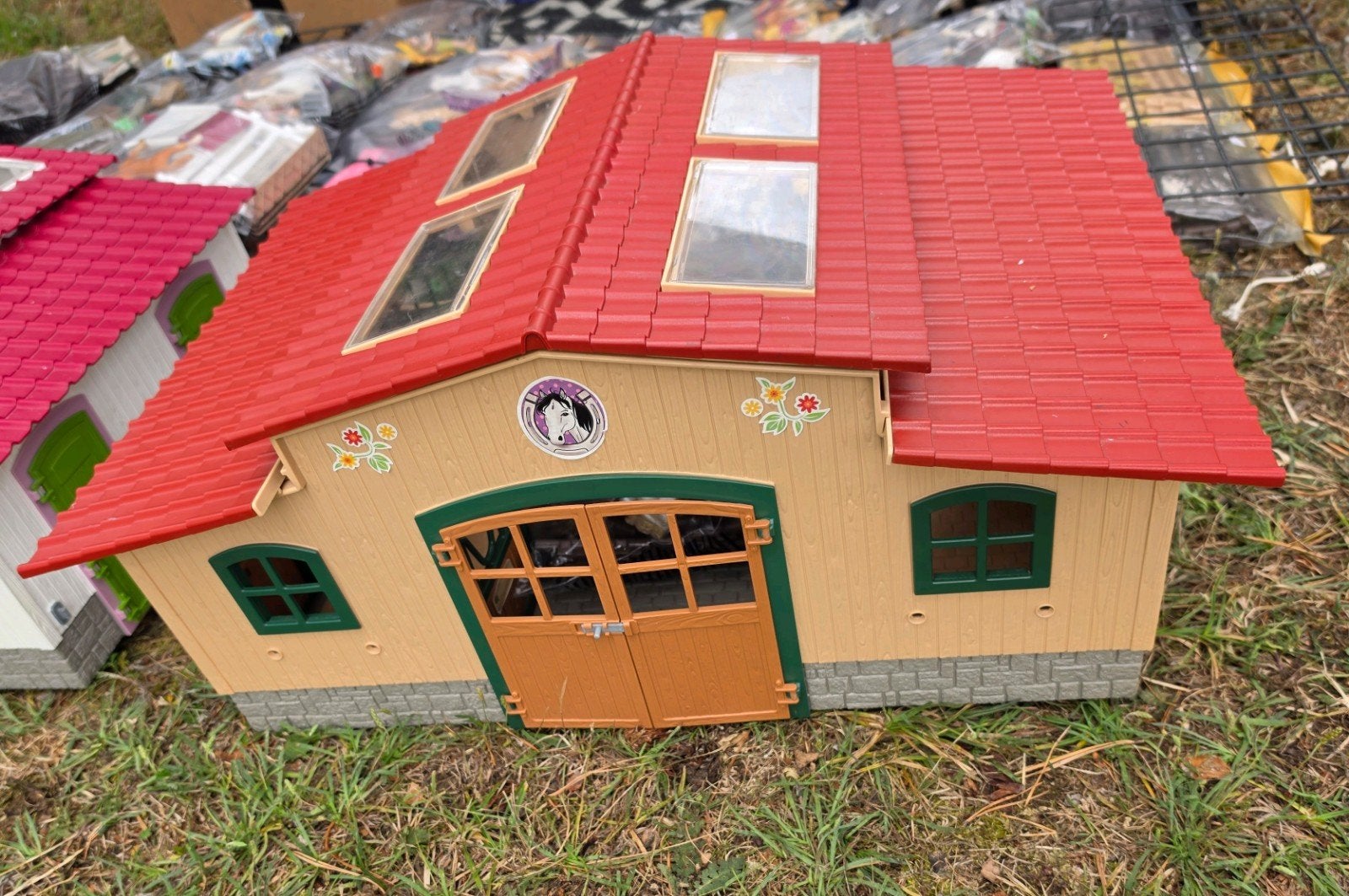 Schleich paardenstal 4 boxen, Ophalen, Zo goed als nieuw, Paard, Beeldje of Figuurtje