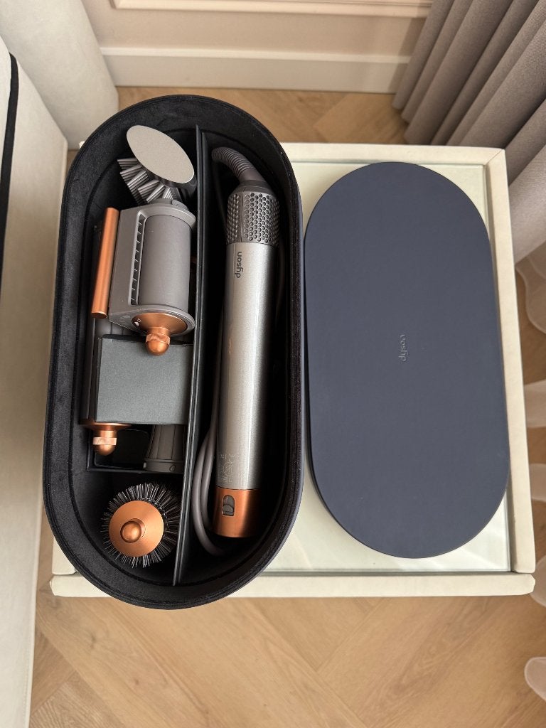 Dyson Airwrap Complete Long HS05 – Nickel/Copper, Ophalen of Verzenden, Zo goed als nieuw, Föhn of Haardroger