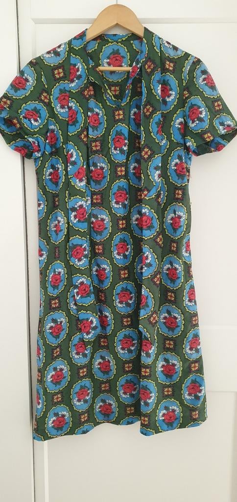 Retro Schort Maat M met Bloemenprint en Zijrits, Kleding | Dames, Ophalen of Verzenden, Gedragen, Maat 38/40 (M), Groen