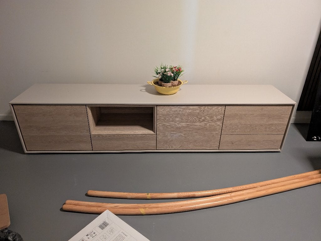 Mooi kwaliteits tv-meubel, Ophalen, Minder dan 50 cm, 200 cm of meer, Zo goed als nieuw