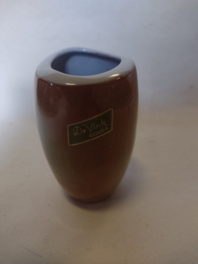 oud plateel vaasje De Vink Gouda Hoogte 10 cm, Antiek en Kunst, Ophalen