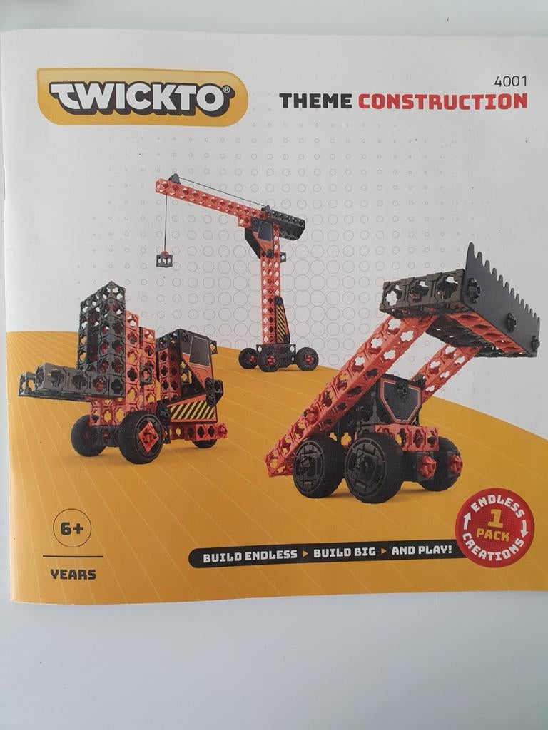 Twickto constructieset kraan, vorkheftruc,graafmachine 5+, Kinderen en Baby's, Ophalen of Verzenden, Zo goed als nieuw, Bouwen