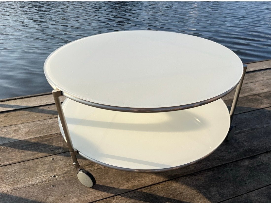 Mooie vintage design IKEA salontafel!, Huis en Inrichting, 50 – 75, Gebruikt, 100 tot 150 cm, Rond