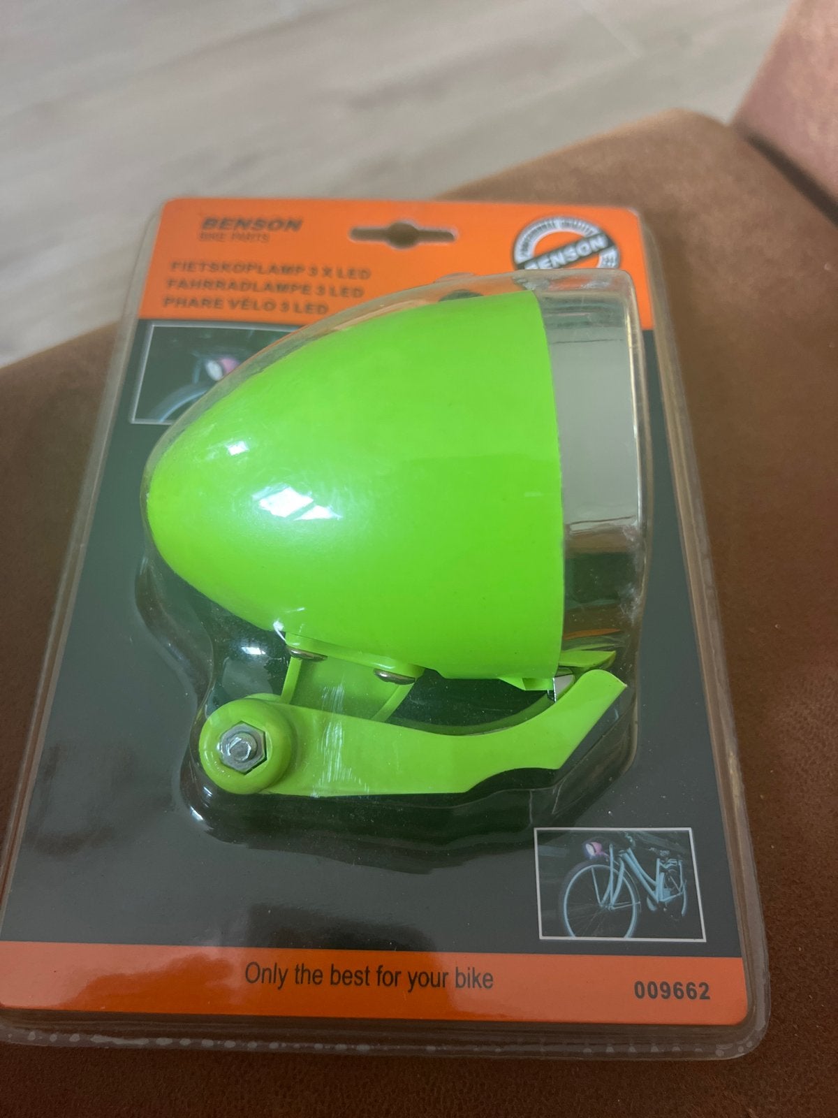 Nieuwe Benson Fietskoplamp 3x LED - Groen, Fietsen en Brommers, Ophalen of Verzenden, Nieuw, Batterij, Voorlicht