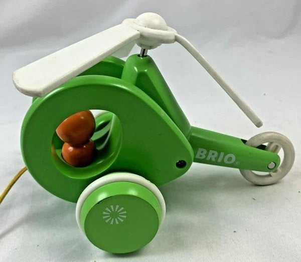 BRIO trekspeelgoed helikopter groen hout 30195, Coolsingel 104, 3011 AG Rotterdam, Netherlands, Verzenden, Zo goed als nieuw, Duw- of Trekspeelgoed