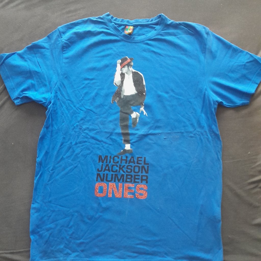 tshirt Michael Jackson, Ophalen of Verzenden, Zo goed als nieuw, Maat 48/50 (M), Blauw