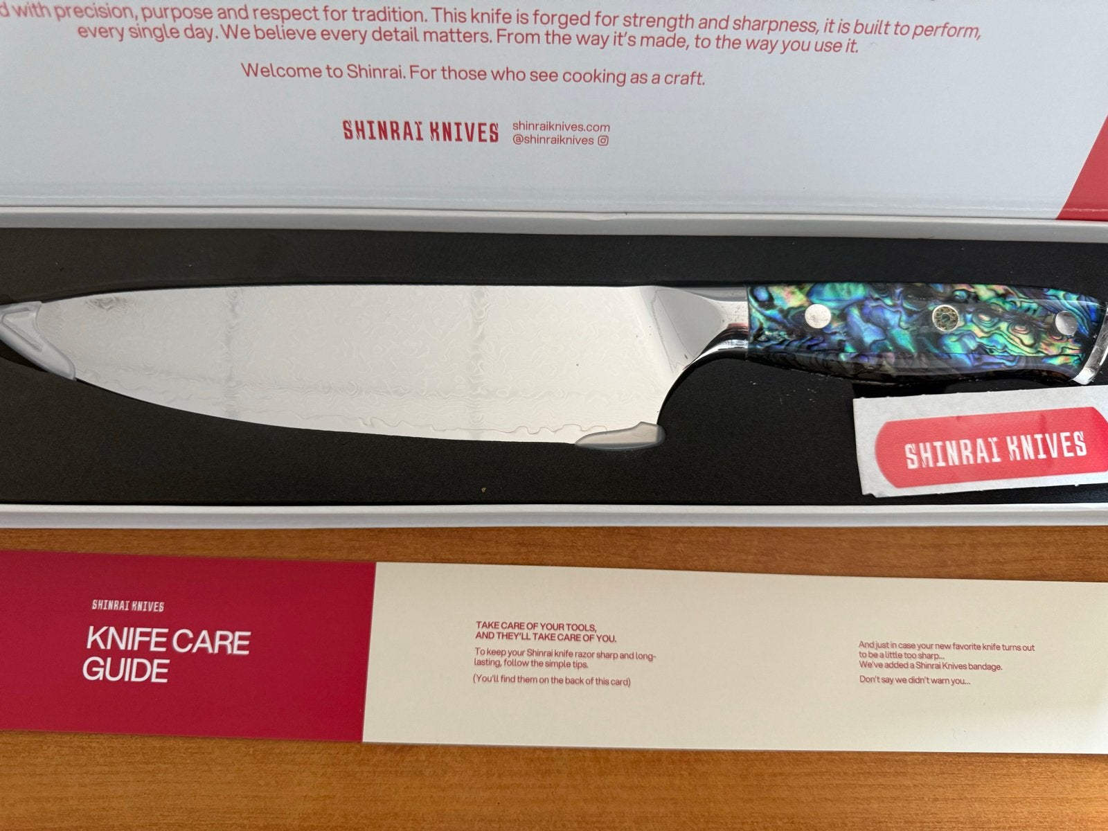 Shinrai Knives Pearl Jewels Damascus Chef's Mes 20cm, Overige typen, Nieuw, Ophalen of Verzenden, Metaal