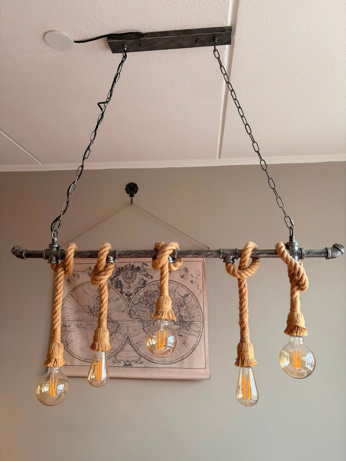 Hanglamp industriële eettafel, Ophalen, Zo goed als nieuw