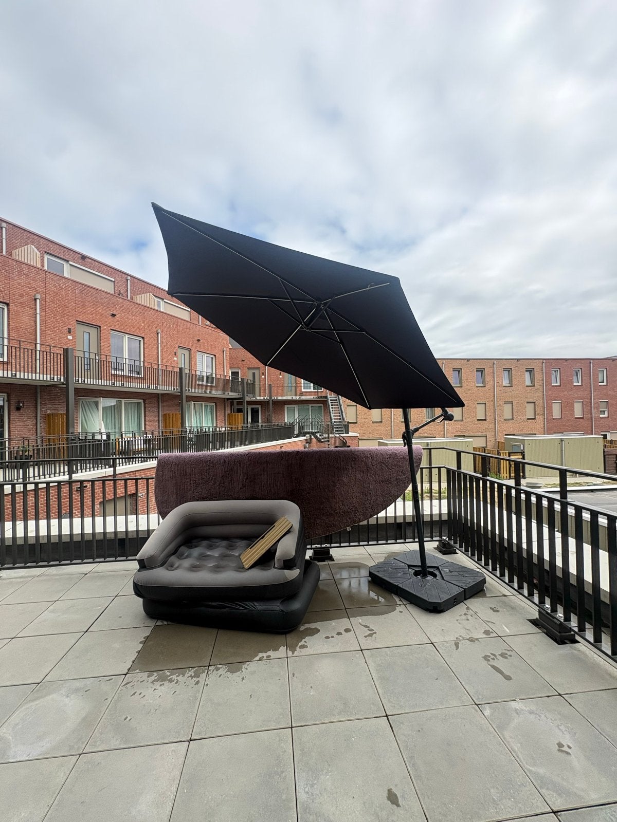 Zweefparasol met 4-delige voet, Ophalen, 2 tot 3 meter, Zweefparasol, Verstelbaar