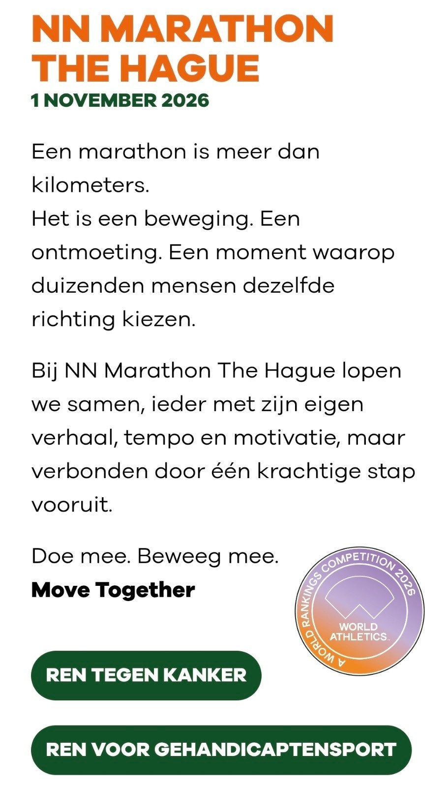**Startbewijs Marathon Den Haag – zondag 1 november!**, Eén persoon, November