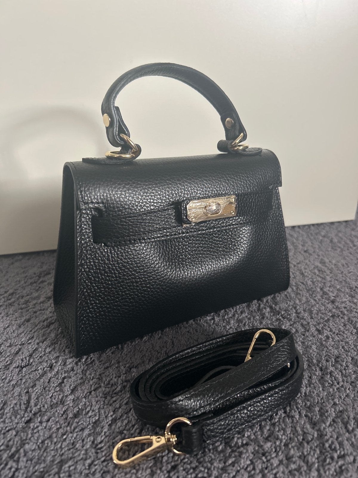 Gloednieuwe Zwarte Leren Handtas - Made in Italy, Ophalen of Verzenden, Nieuw, Zwart, Handtas