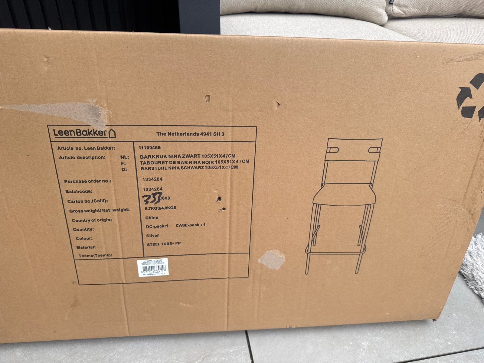 4 Nieuwe Leen Bakker Barkrukken Nina Zwart, Zwart, Nieuw, Ophalen of Verzenden, Vier