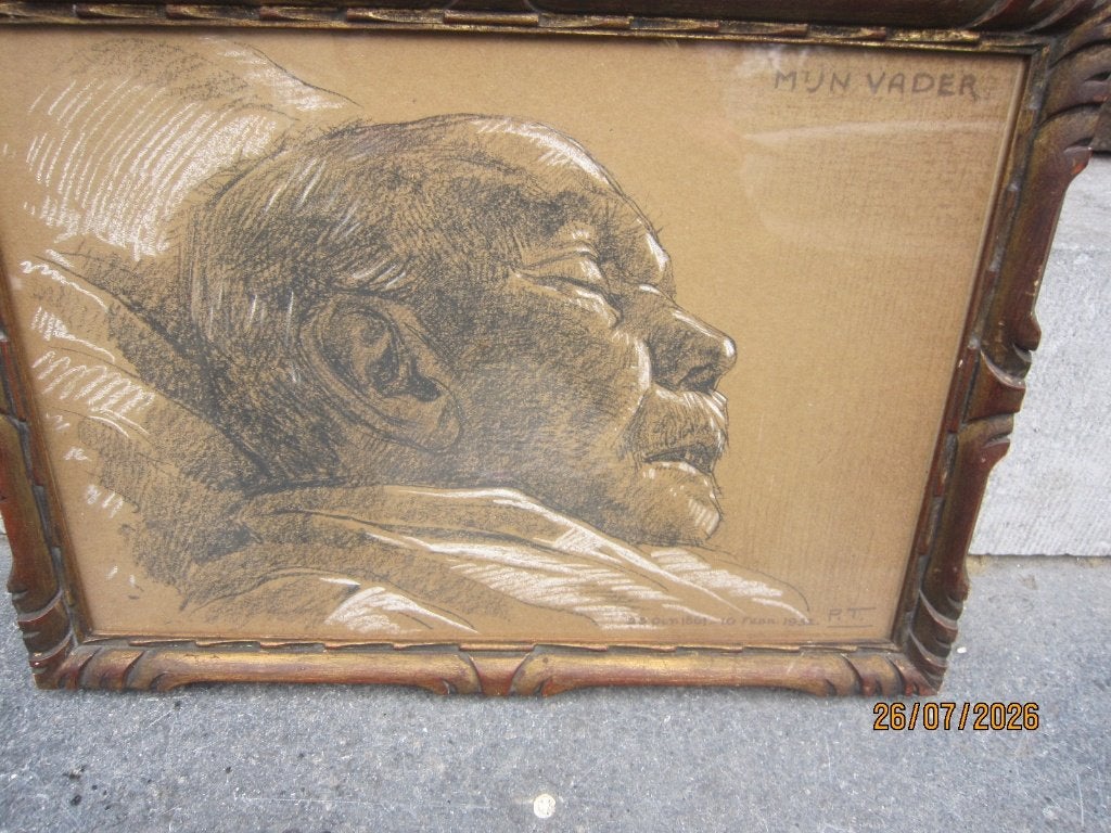 PIET THEUNISSEN(P.Scheen) Tekening Dood van zijn vader, Ophalen, Tekening, Potloodtekening