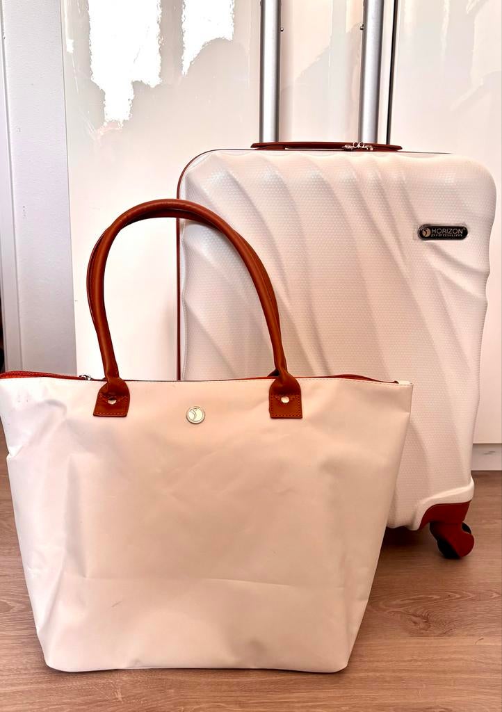 Leuke set! Handbagage koffer + bijpassende tas NIEUW., Ophalen, 50 tot 60 cm, Hard kunststof, 35 tot 45 cm
