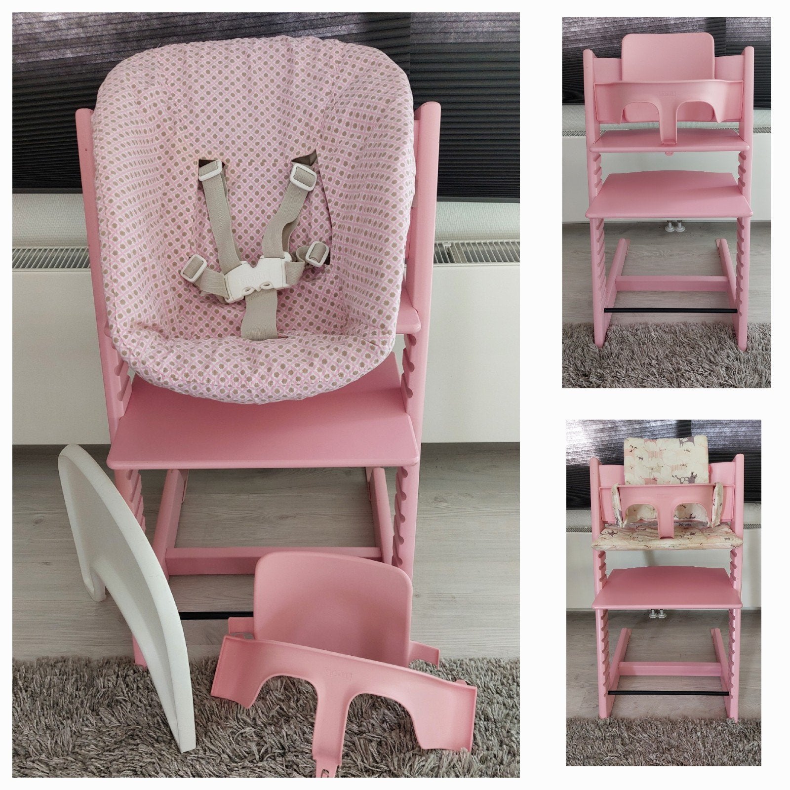 Zeer compleet! Tripp Trapp, newborn, babyset, tray,kussenset, Ophalen, Gebruikt, Meegroeistoel, Gordel(s)