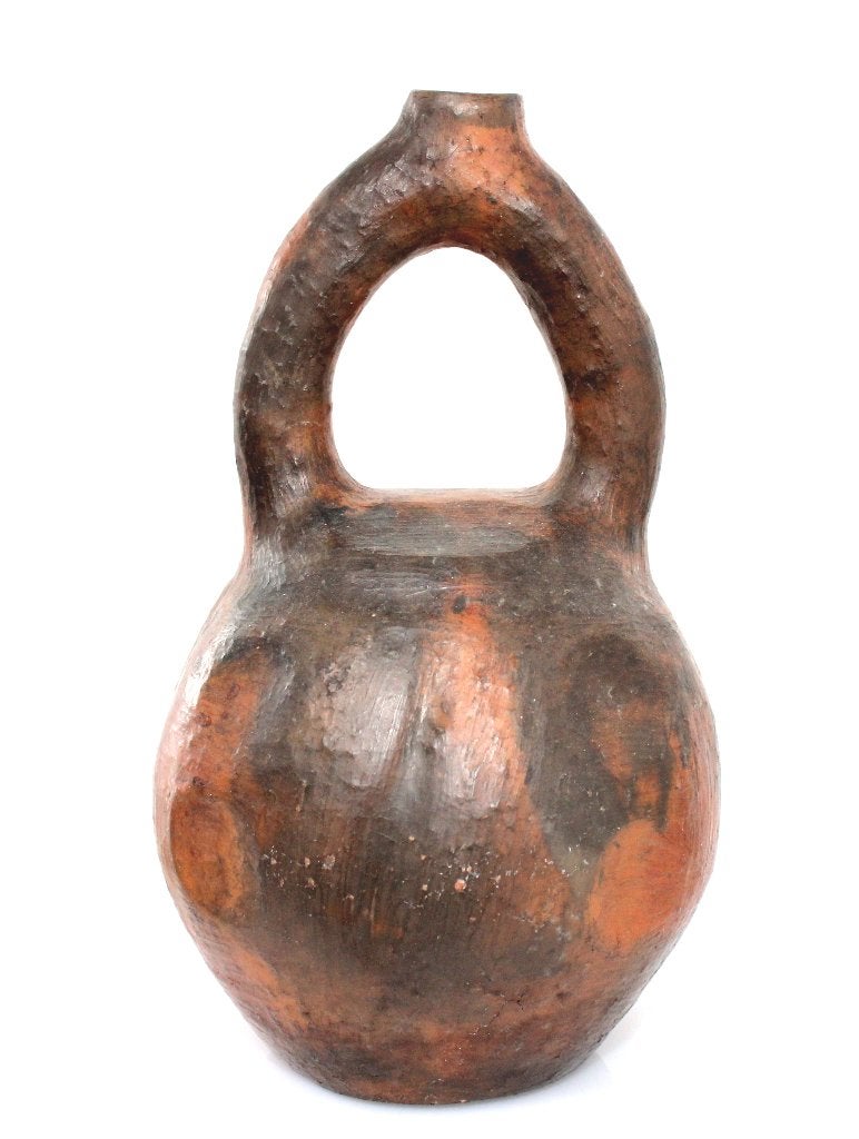 Prachtige Pre-Colombiaanse Stijgbeugelfles Peru, Antiek en Kunst, Ophalen of Verzenden, Handgemaakt