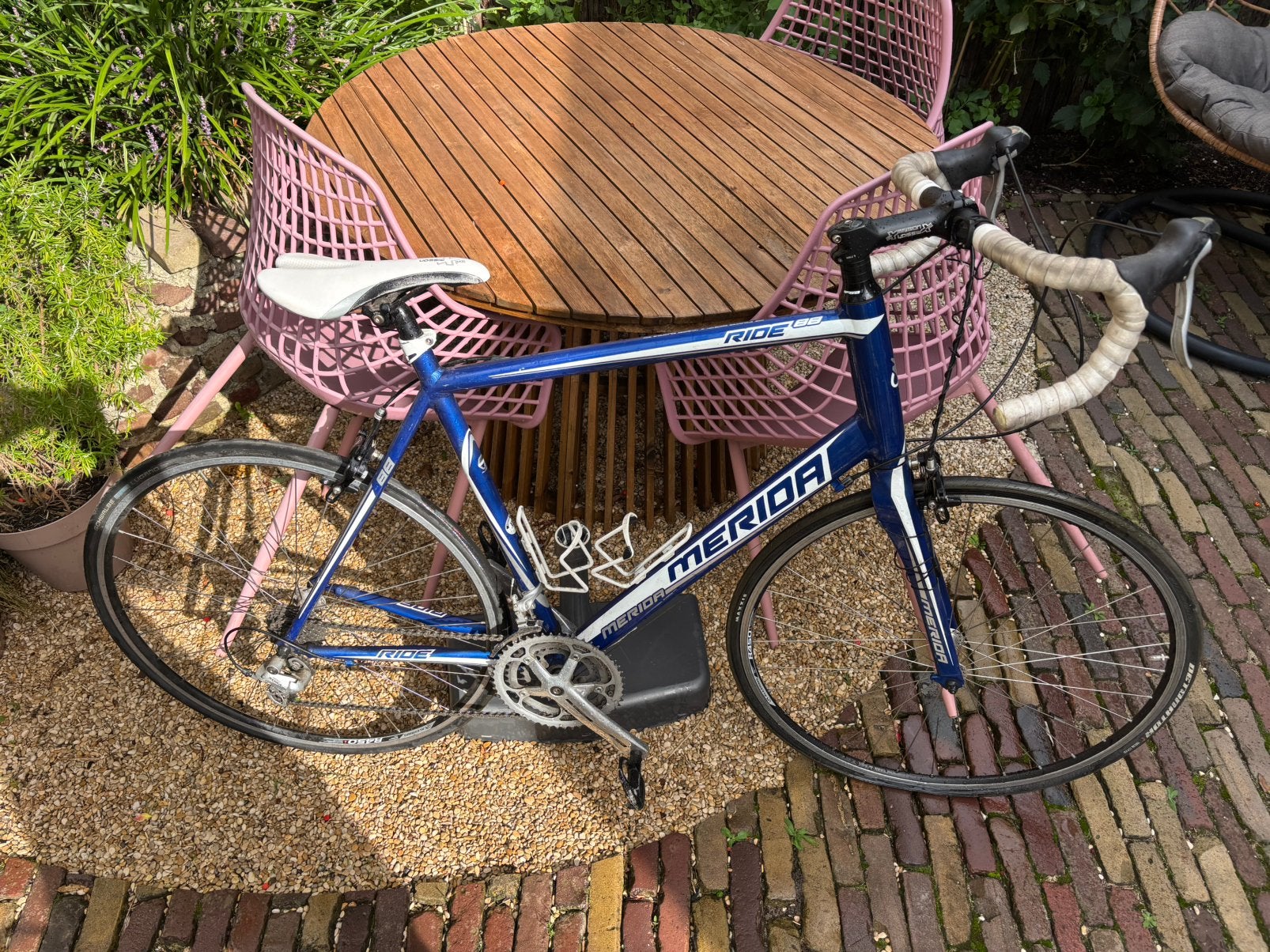 Merida Ride 88 racefiets – blauw/wit – Shimano, Fietsen en Brommers, Minder dan 10 versnellingen, Gebruikt, Velgrem, Overige maten