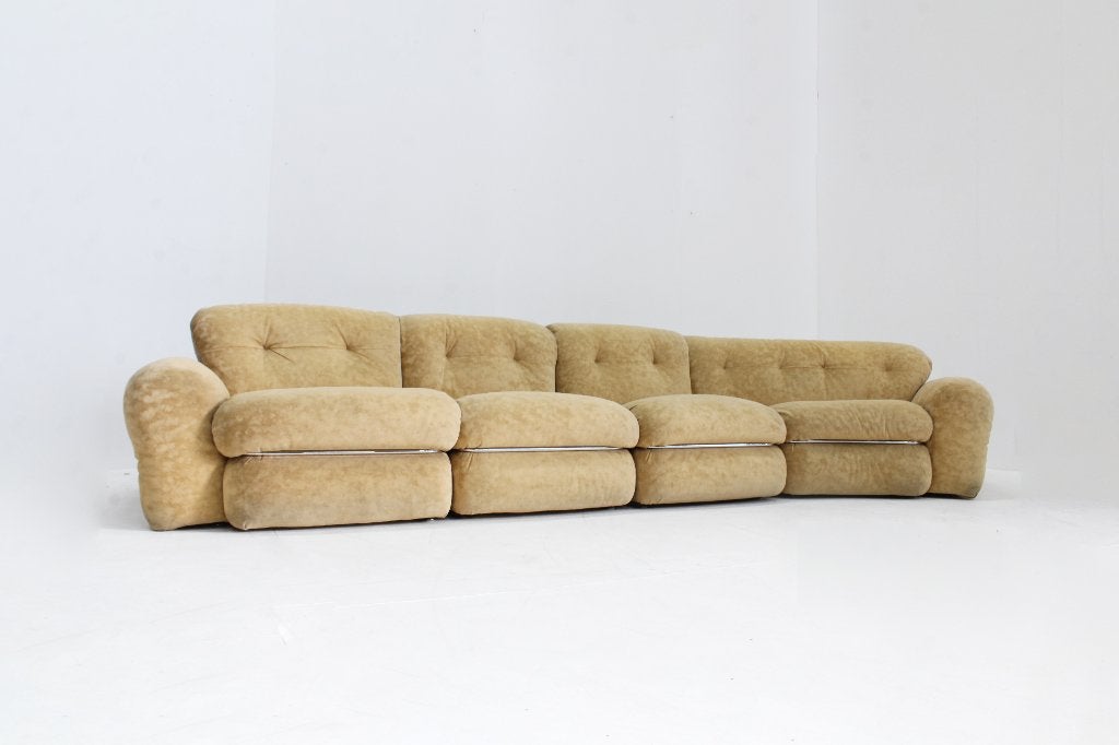 Vintage Italiaanse ronde modulaire sofa 1970s, Design, Hoekbank, 75 tot 100 cm, Ophalen of Verzenden
