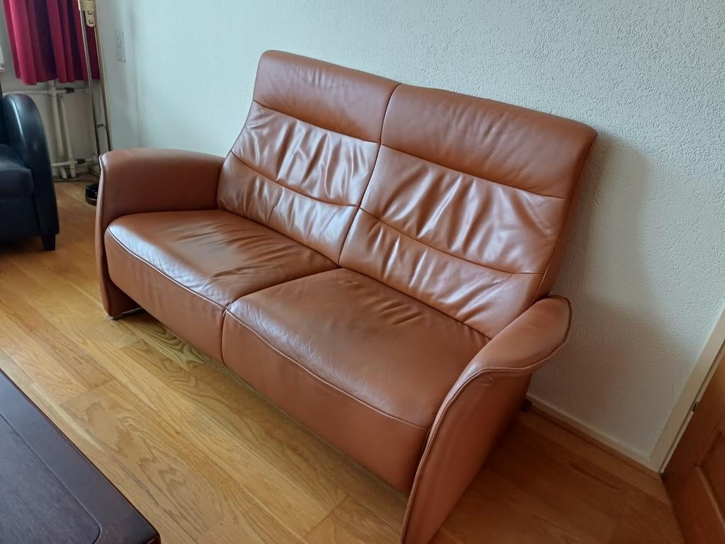 Leren bankstel 2 persoons, Ophalen, 75 tot 100 cm, 150 tot 200 cm