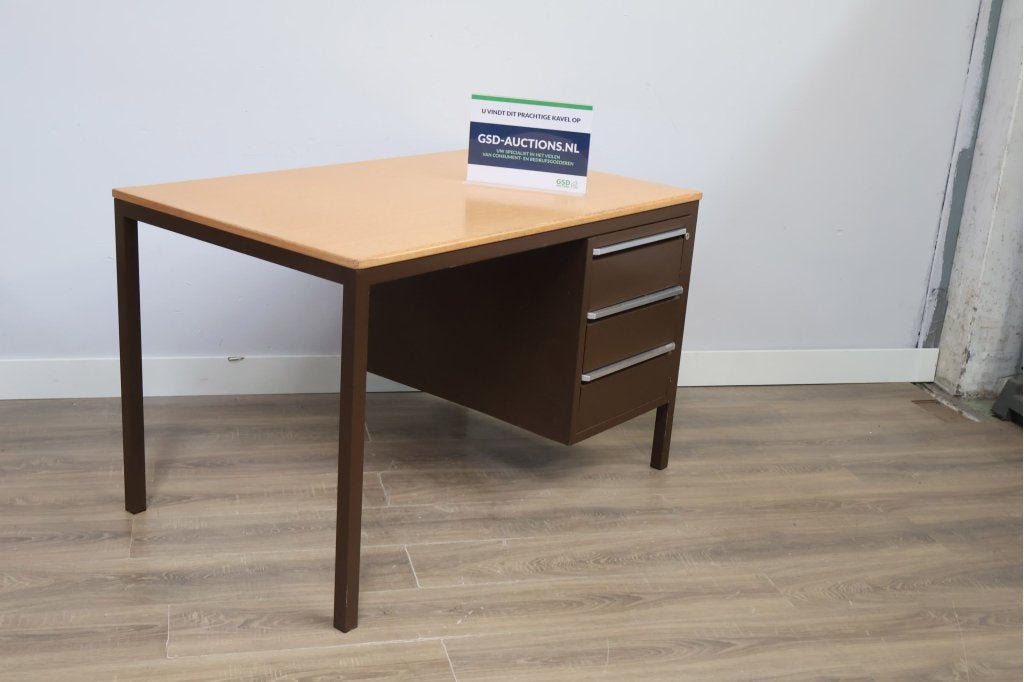 Vintage Bruin Metalen Ahrend-Stijl Bureau, Ophalen of Verzenden, Niet ingevuld, Niet ingevuld, Niet ingevuld