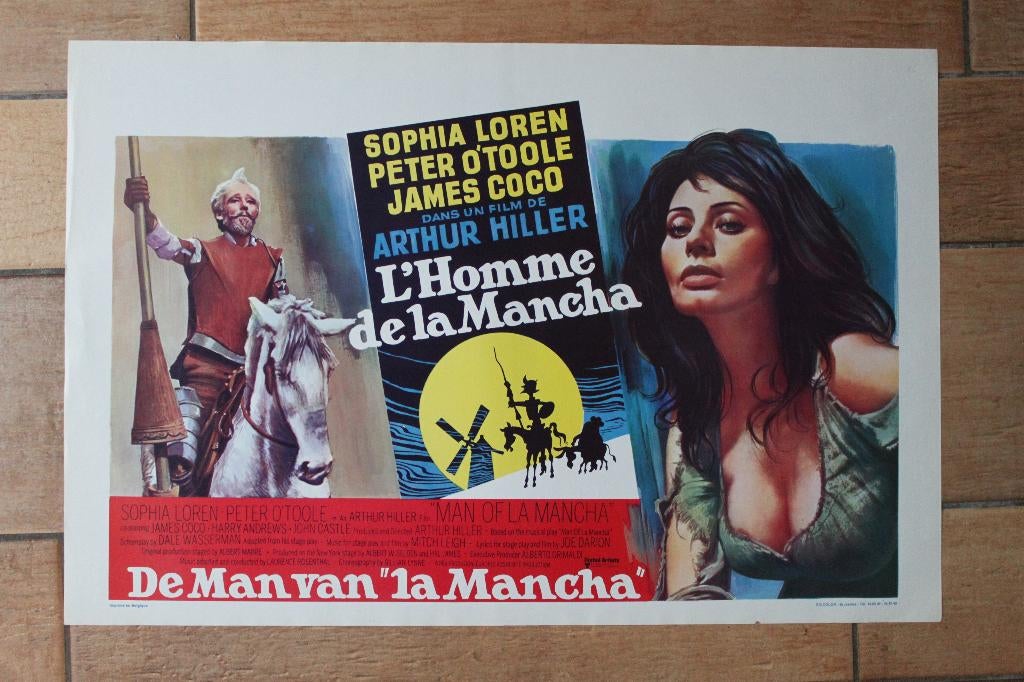 filmaffiche Sophia Loren Man Of La Mancha filmposter, Rechthoekig Liggend, Ophalen of Verzenden, Zo goed als nieuw, A1 t/m A3