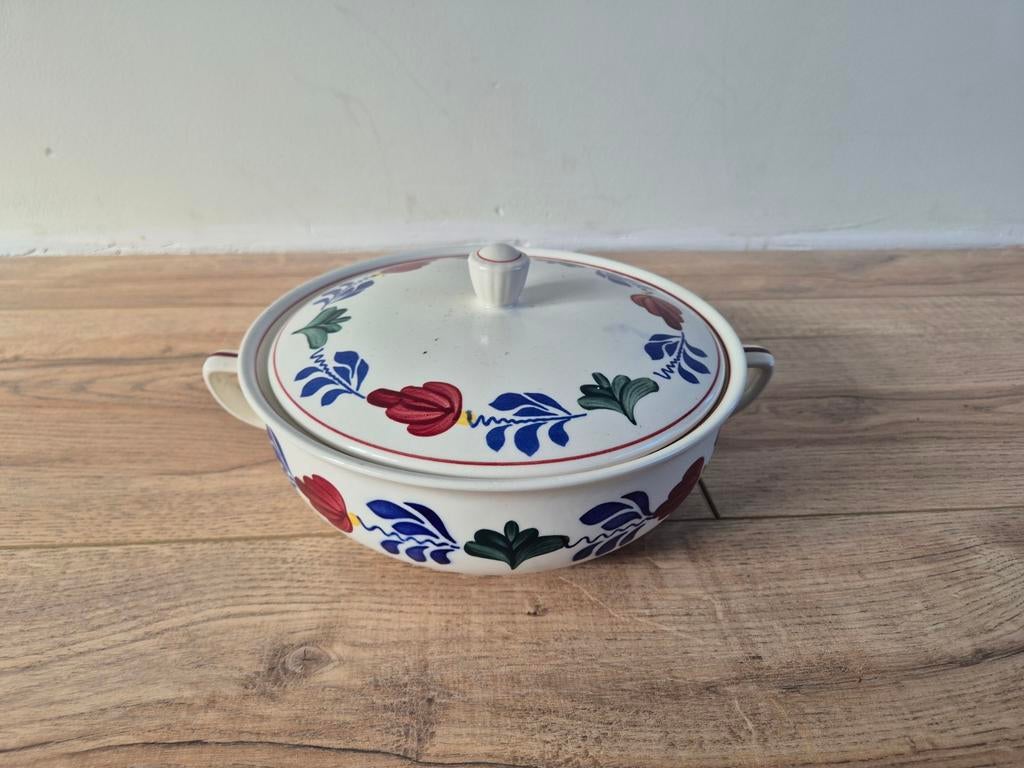 Boerenbont serveerschaal met deksel, Ophalen of Verzenden