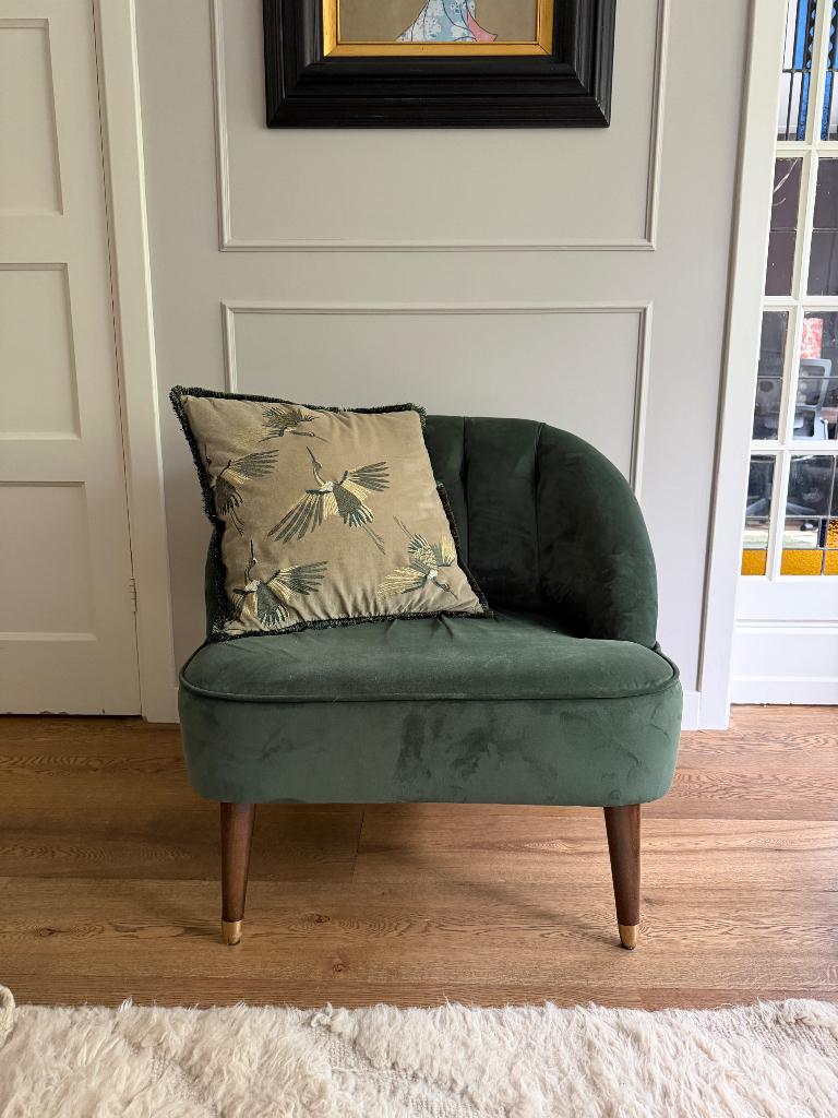 Fluwelen fauteuil van Made, Ophalen, 75 tot 100 cm, Zo goed als nieuw, Stof