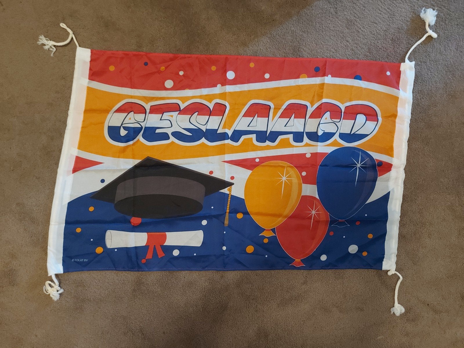 Geslaagd diploma banner/spandoek - ca. 95x60cm, Ophalen of Verzenden, Zo goed als nieuw, Versiering, Overige