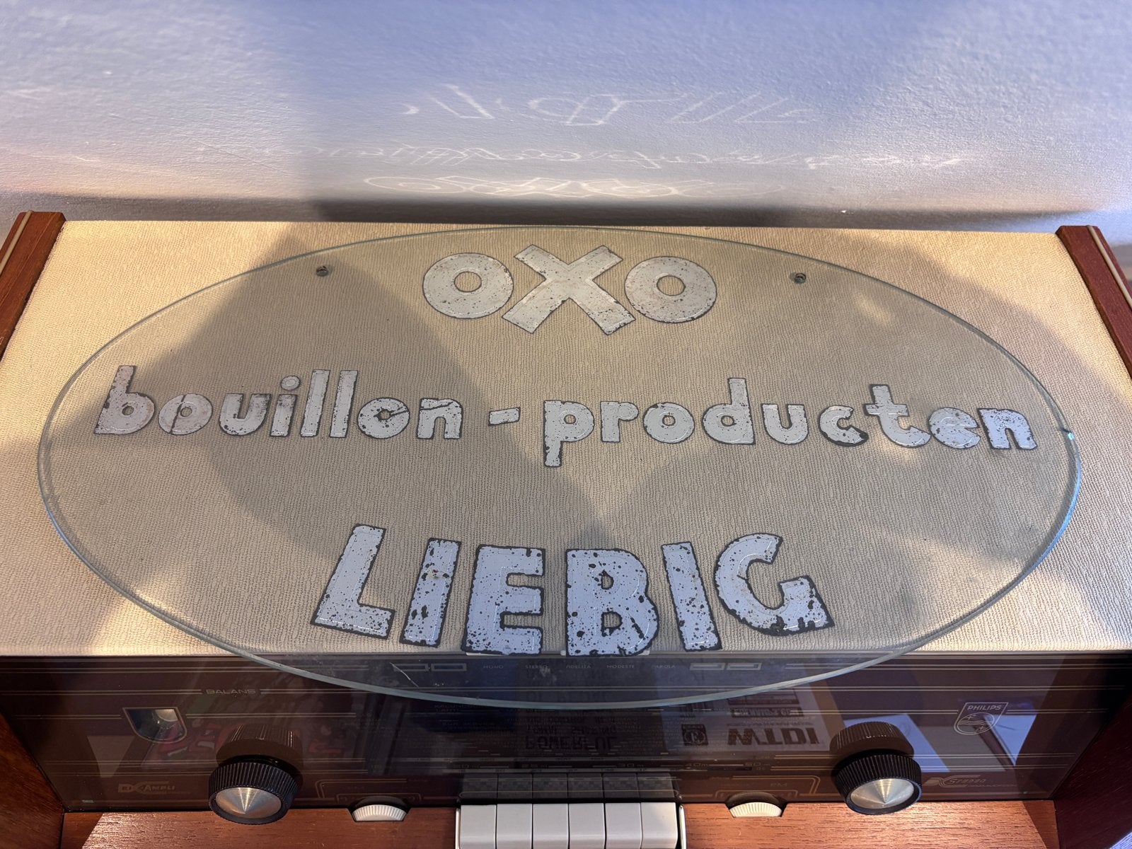 Vintage OXO Liebig glazen reclamebord, Antiek en Kunst, Ophalen