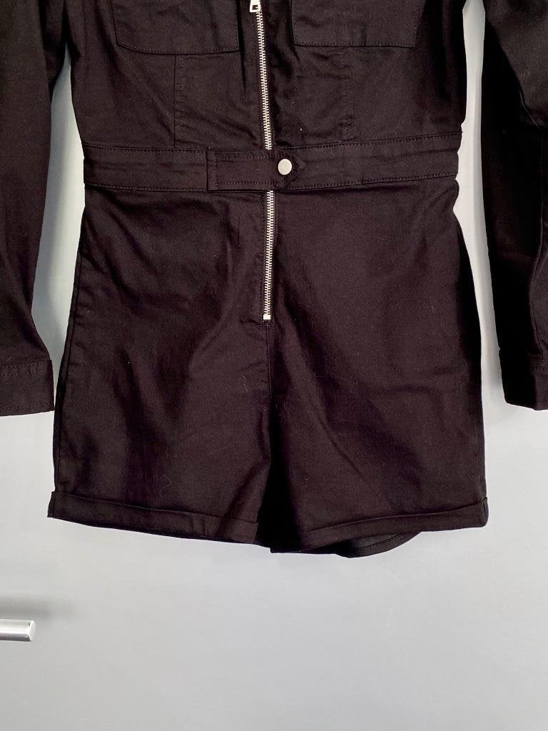 H749 Nieuw: maat M=38/40 jeans jumpsuit playsuit spijker, Maat 38/40 (M), Seven Sisters, Zwart, Nieuw