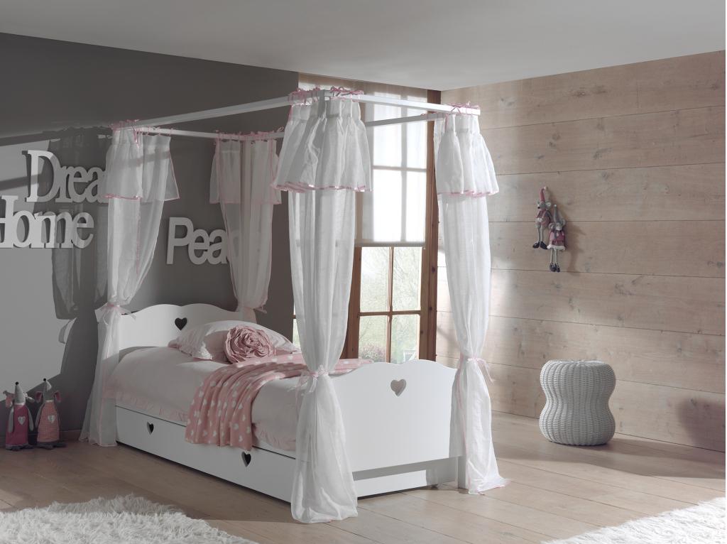 Amori hemelbed - 90 x 200 - Wit, Niet ingevuld, Niet ingevuld, Niet ingevuld