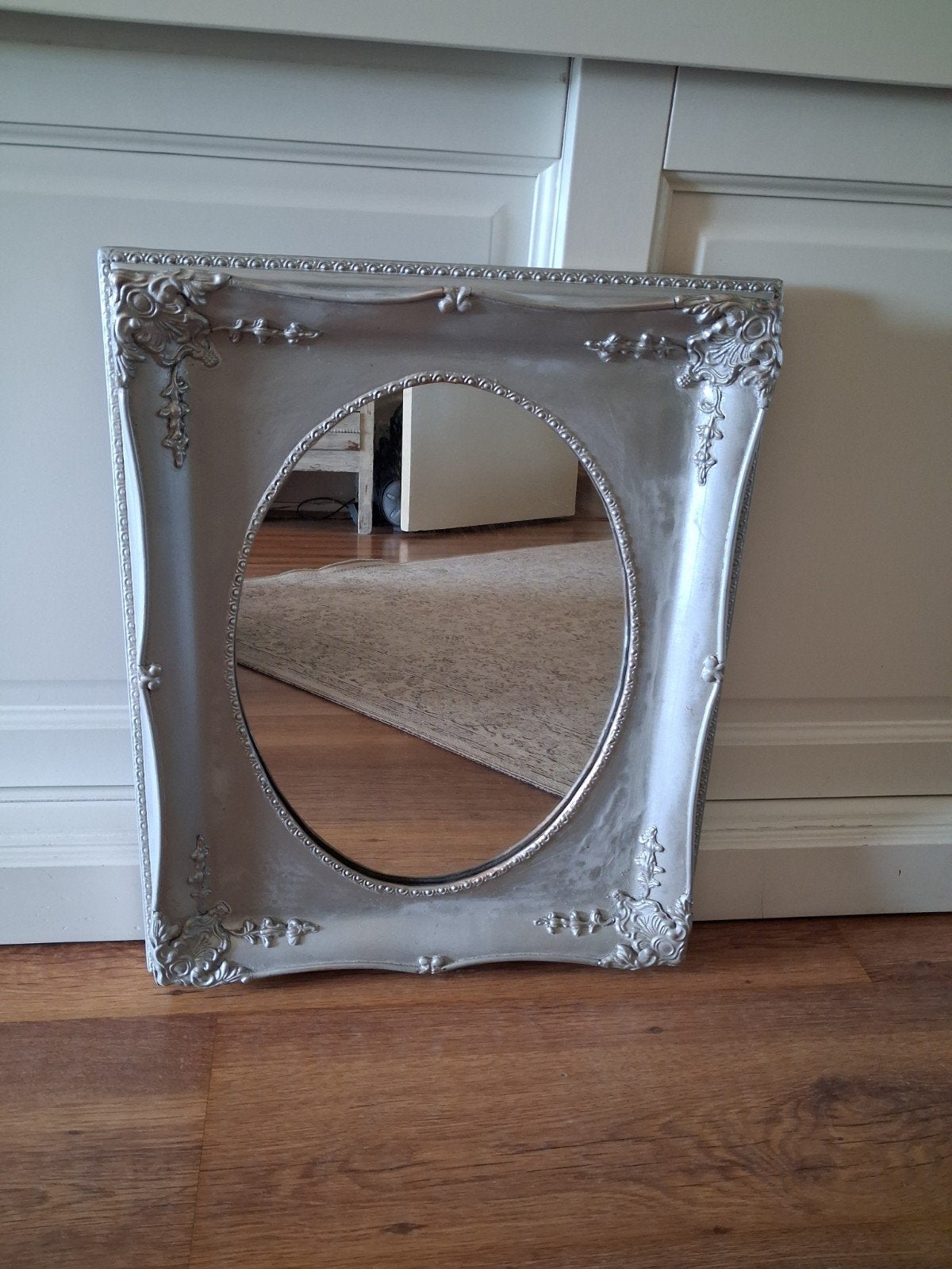 mooie brocante spiegel zilverkleur, Antiek en Kunst, Ophalen