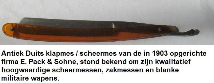 antiek Duits scheermes / klapmes van E. Pack & Söhne, Verzamelen, Ophalen of Verzenden, Gebruikt