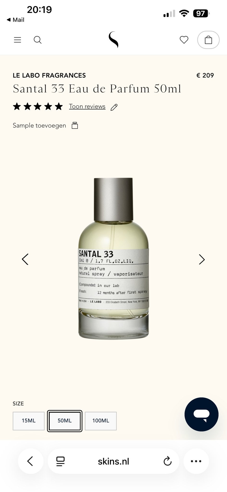 santal 33, Ophalen, Nieuw