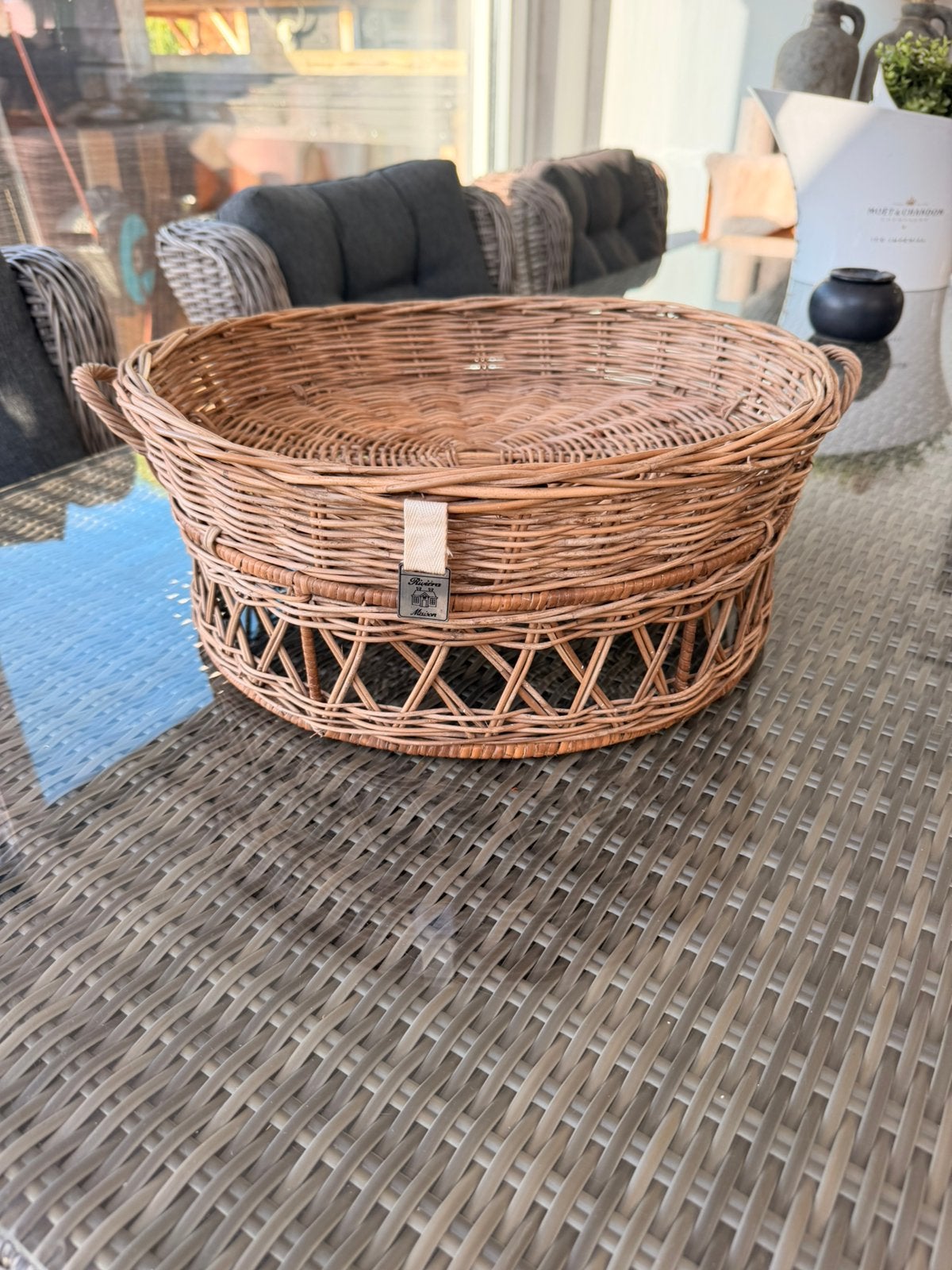 Riviera maison rattan mand, Ophalen, Zo goed als nieuw, Rond, Riet